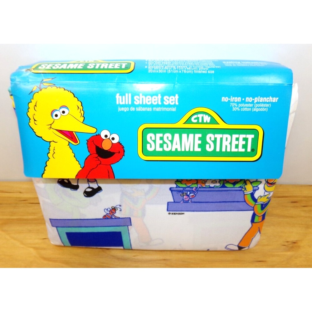 Vintage Sesame Street Full Sheet Set Jim Henson 1995 4 Piece Set Made in USA NEW